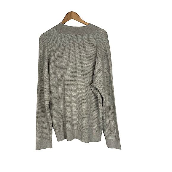 WeWoreWhat Varsity Cardigan Sweater Button Front Long M/L Heather Grey NWT - Picture 12 of 16